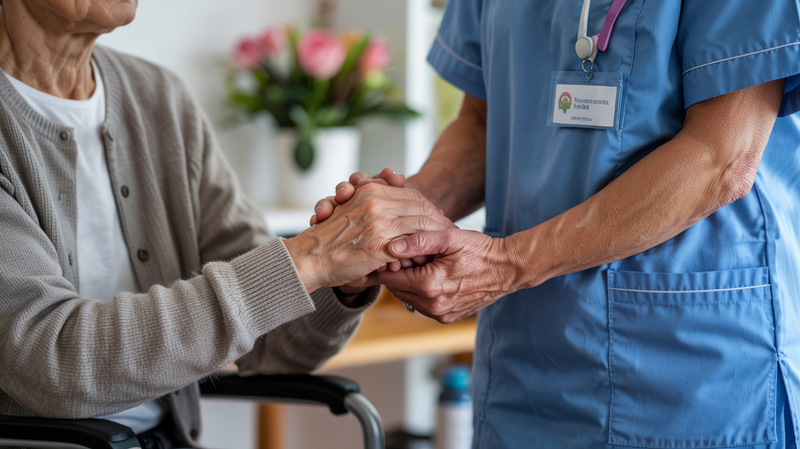 Medizinische Fachkraft im Gespräch mit einem Patienten